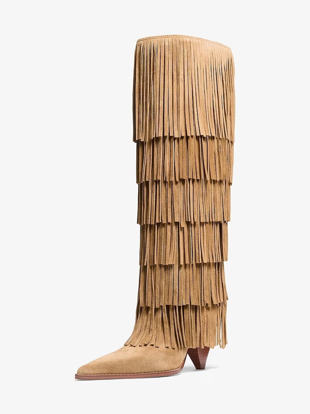 Michael Kors Tan Suede Over-the-Knee Fringe Boots Size 8M